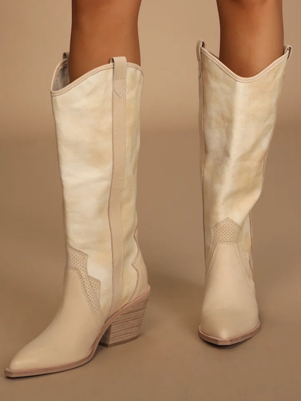 Dolce Vita Tall Vanilla Pointed-Toe Western Boots